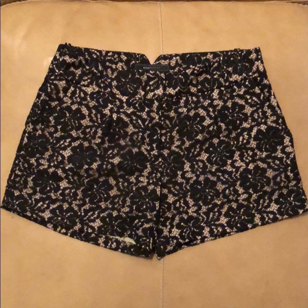 BCBG Black + Tan Lace Shorts w/ Pockets